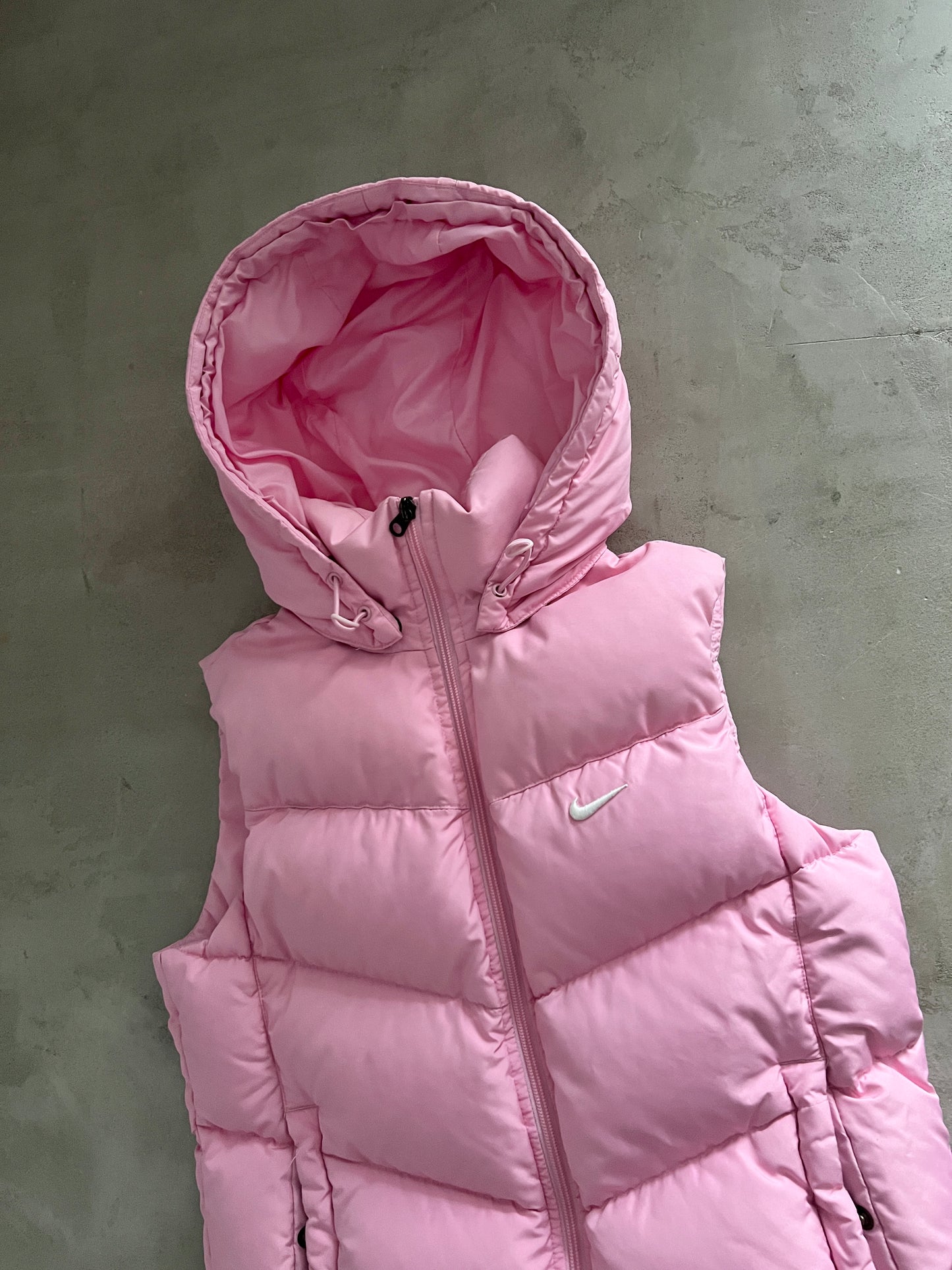 PINK NIKE PUFFER VEST - 2000S - WOMENS M