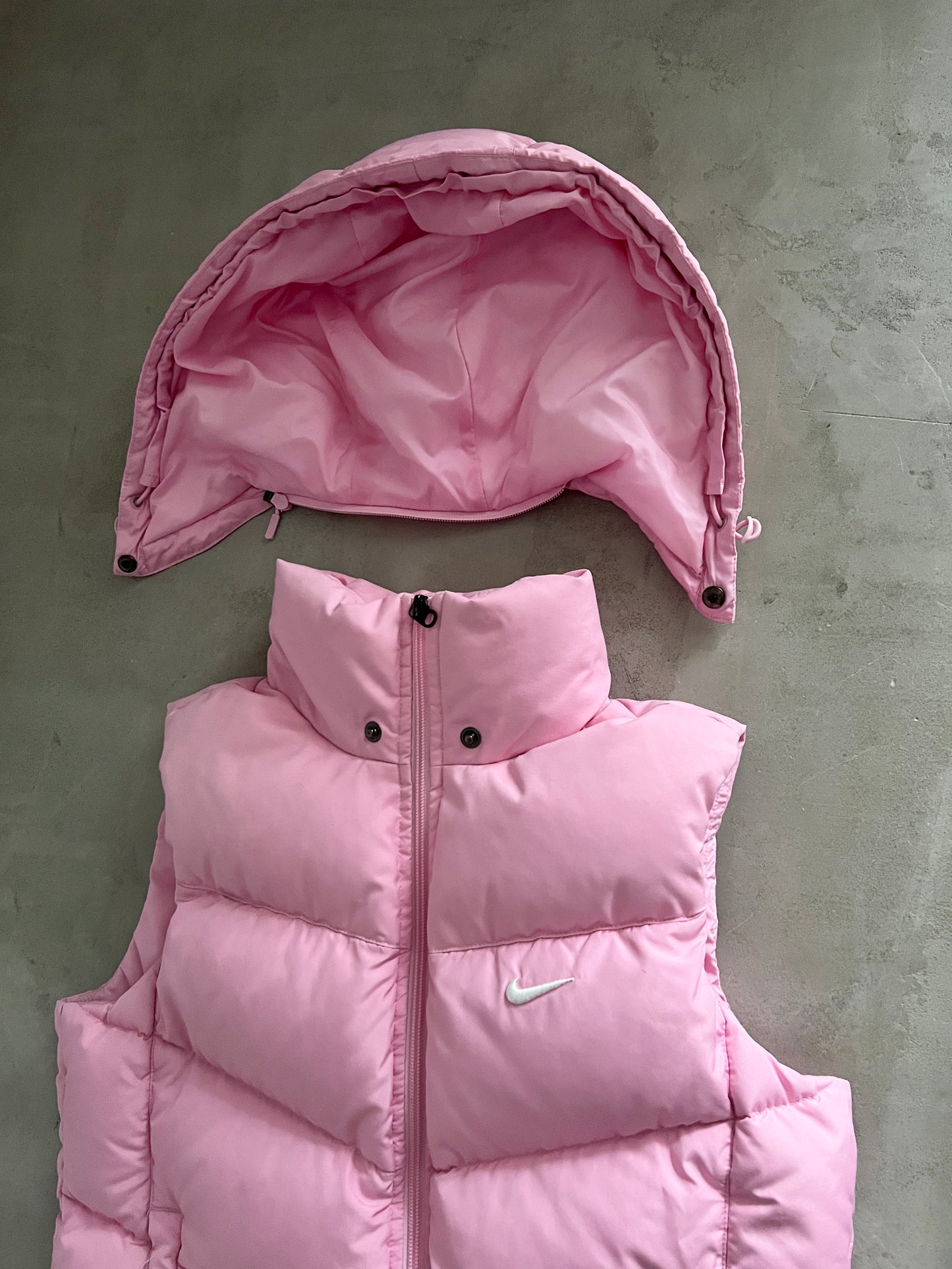 PINK NIKE PUFFER VEST - 2000S - WOMENS M