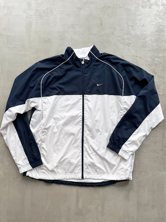 WHITE/NAVY NIKE TRACK JACKET - 2000S - XL