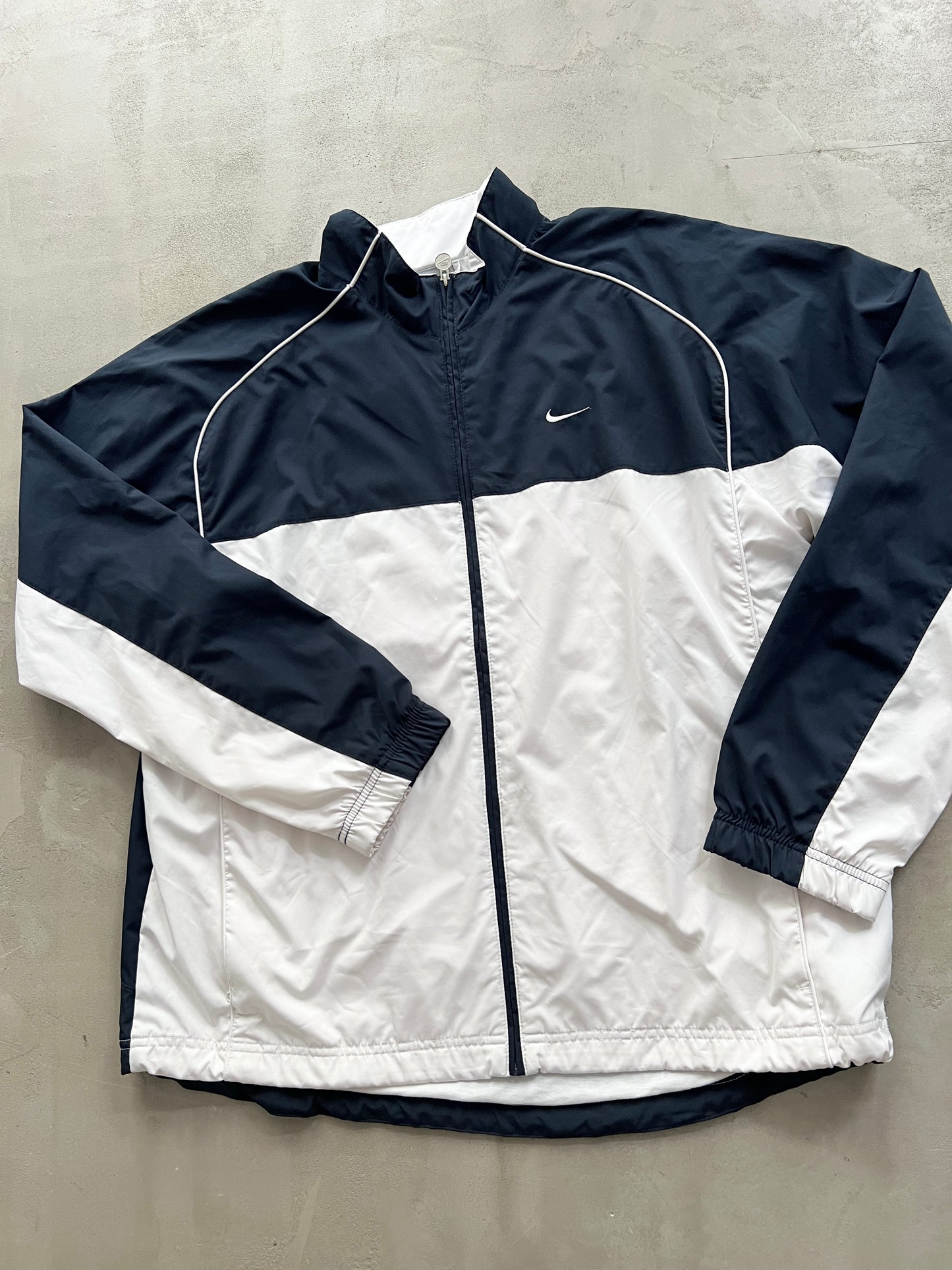 WHITE/NAVY NIKE TRACK JACKET - 2000S - XL