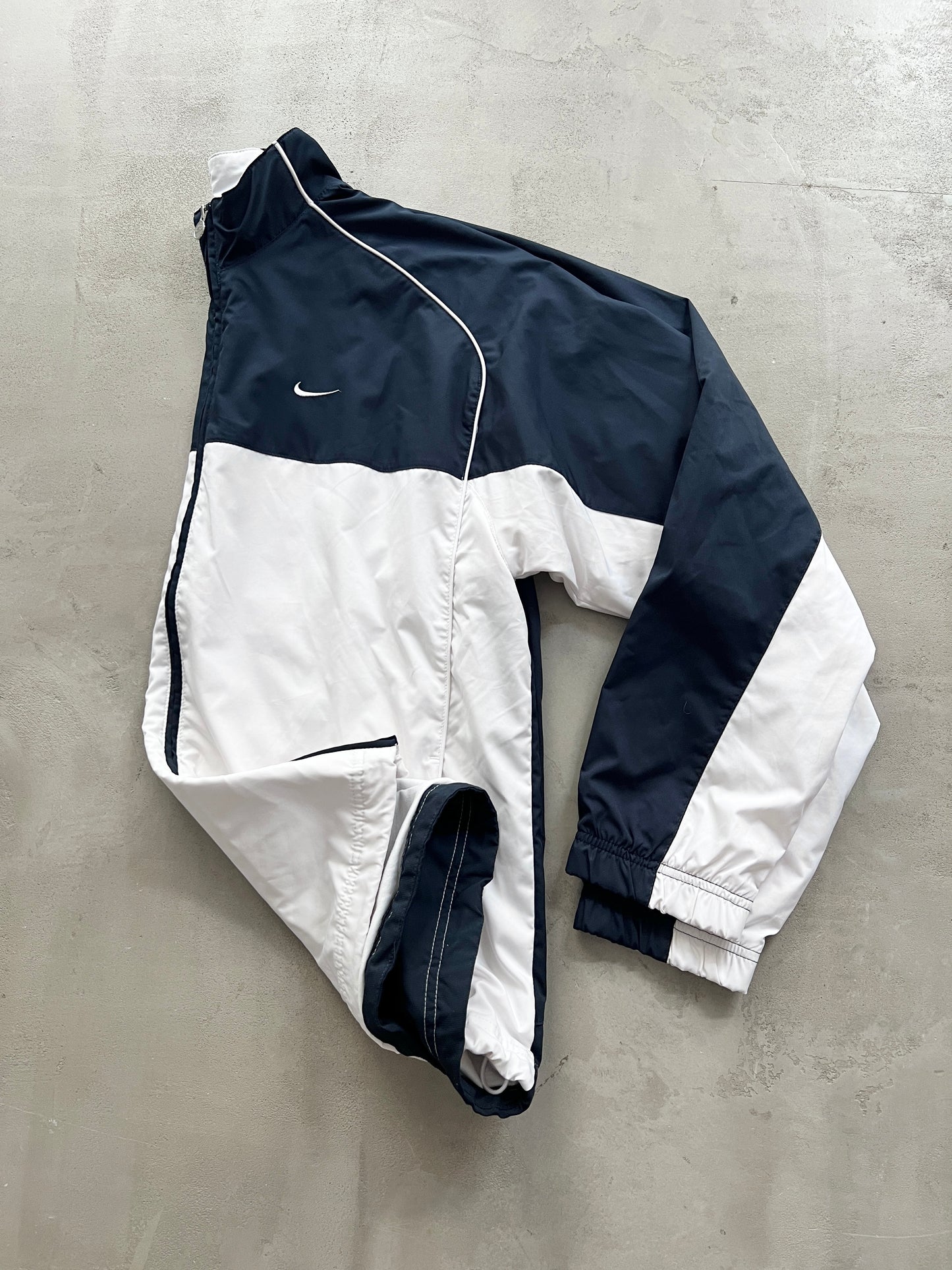 WHITE/NAVY NIKE TRACK JACKET - 2000S - XL