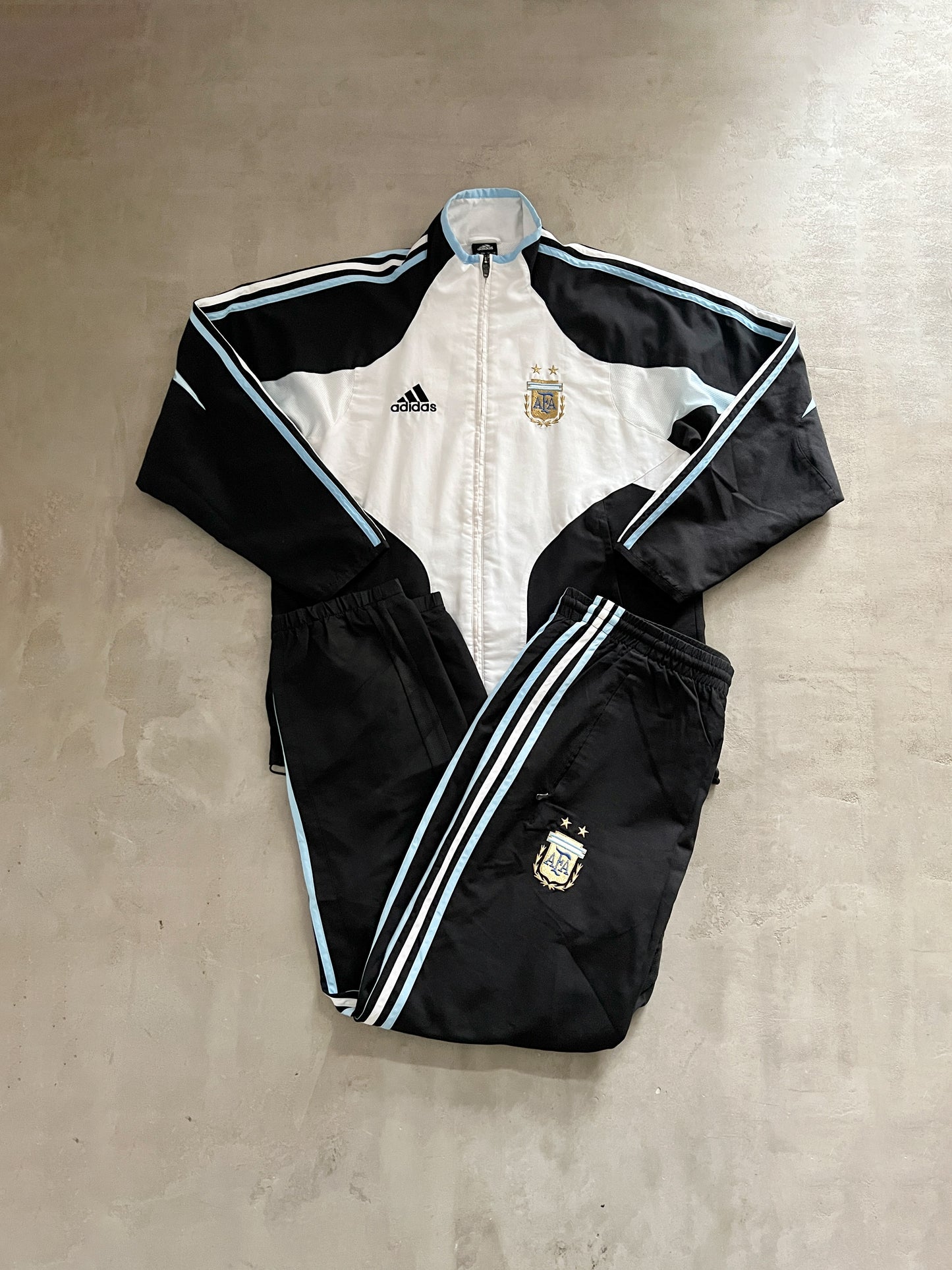 BLACK/BABY BLUE ARGENTINA TRACK PANTS - 2000S - L