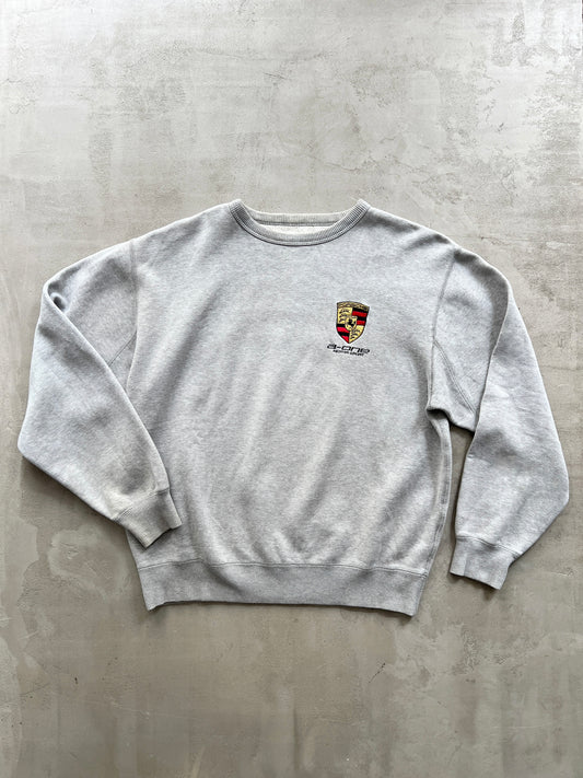 GREY PORSCHE MOTORSPORT SWEATER - 1990S - M/L