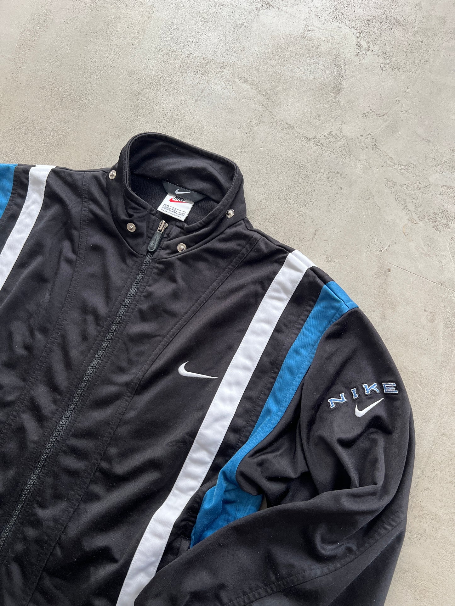 BLACK NIKE TRACK JACKET - 1990S - XS