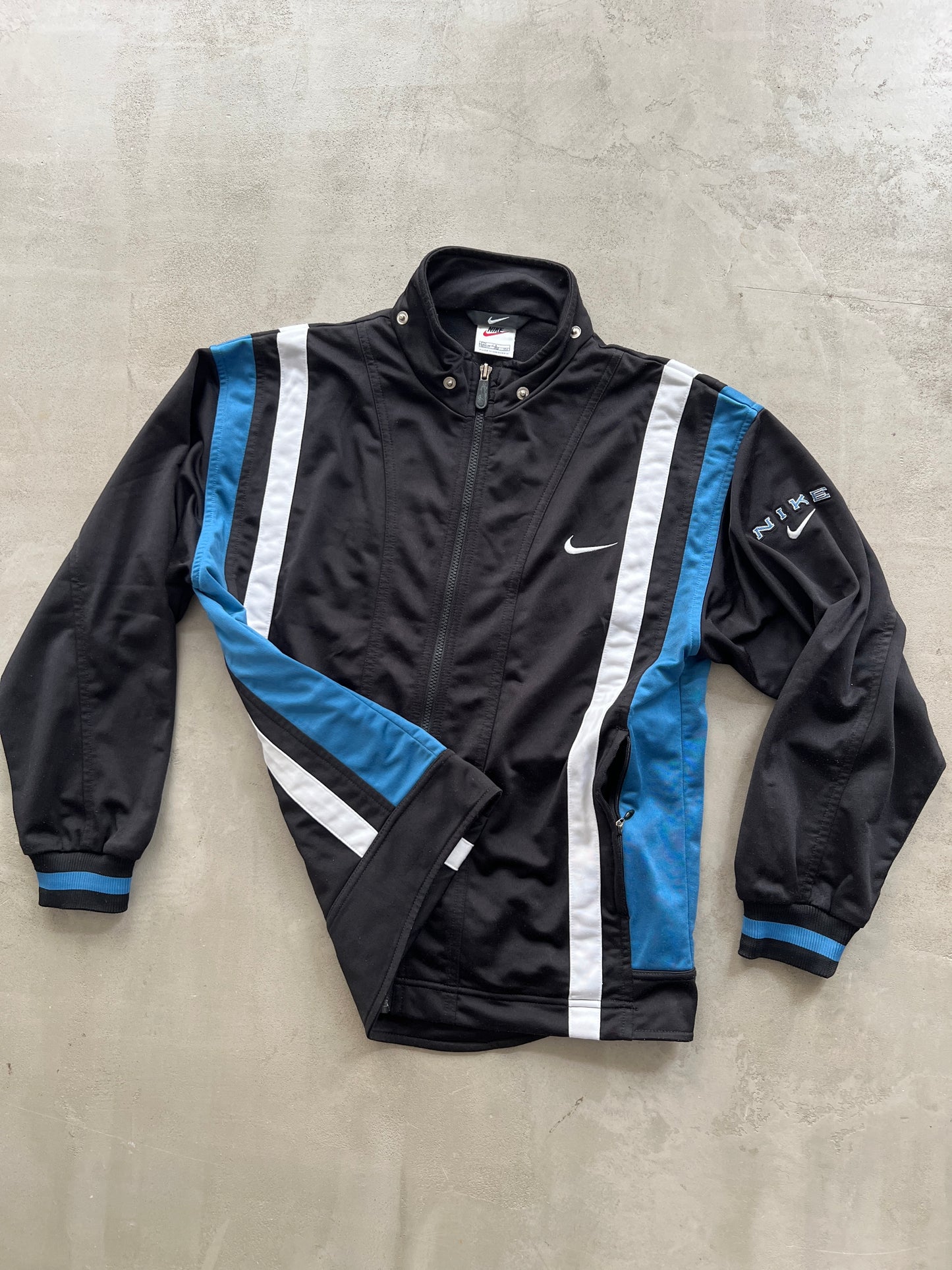 BLACK NIKE TRACK JACKET - 1990S - XS