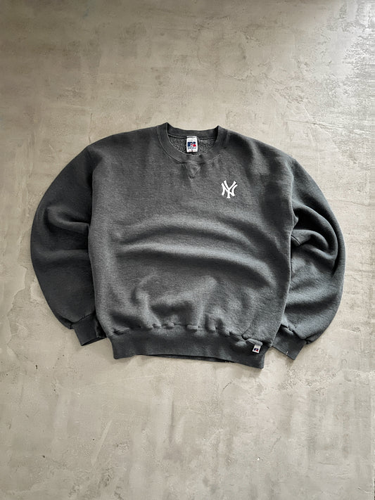 GREY YANKEES RUSSELL SWEATER - 1990S - L/M