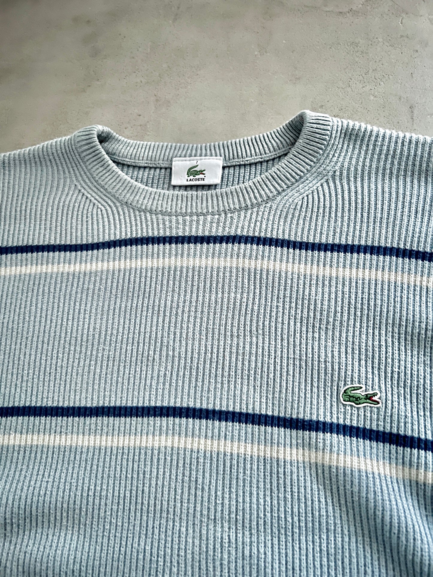 BABY BLUE LACOSTE KNIT SWEATER - 2000S - L/XL