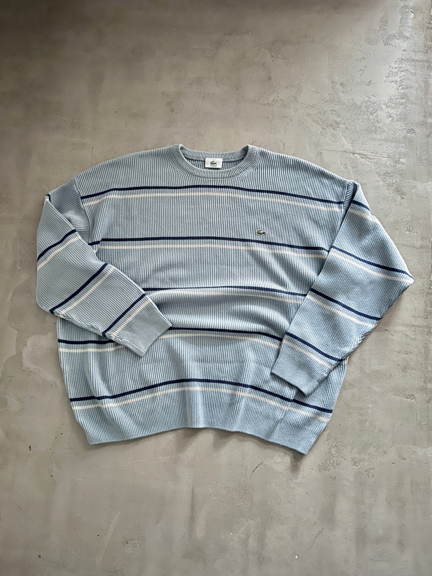 BABY BLUE LACOSTE KNIT SWEATER - 2000S - L/XL