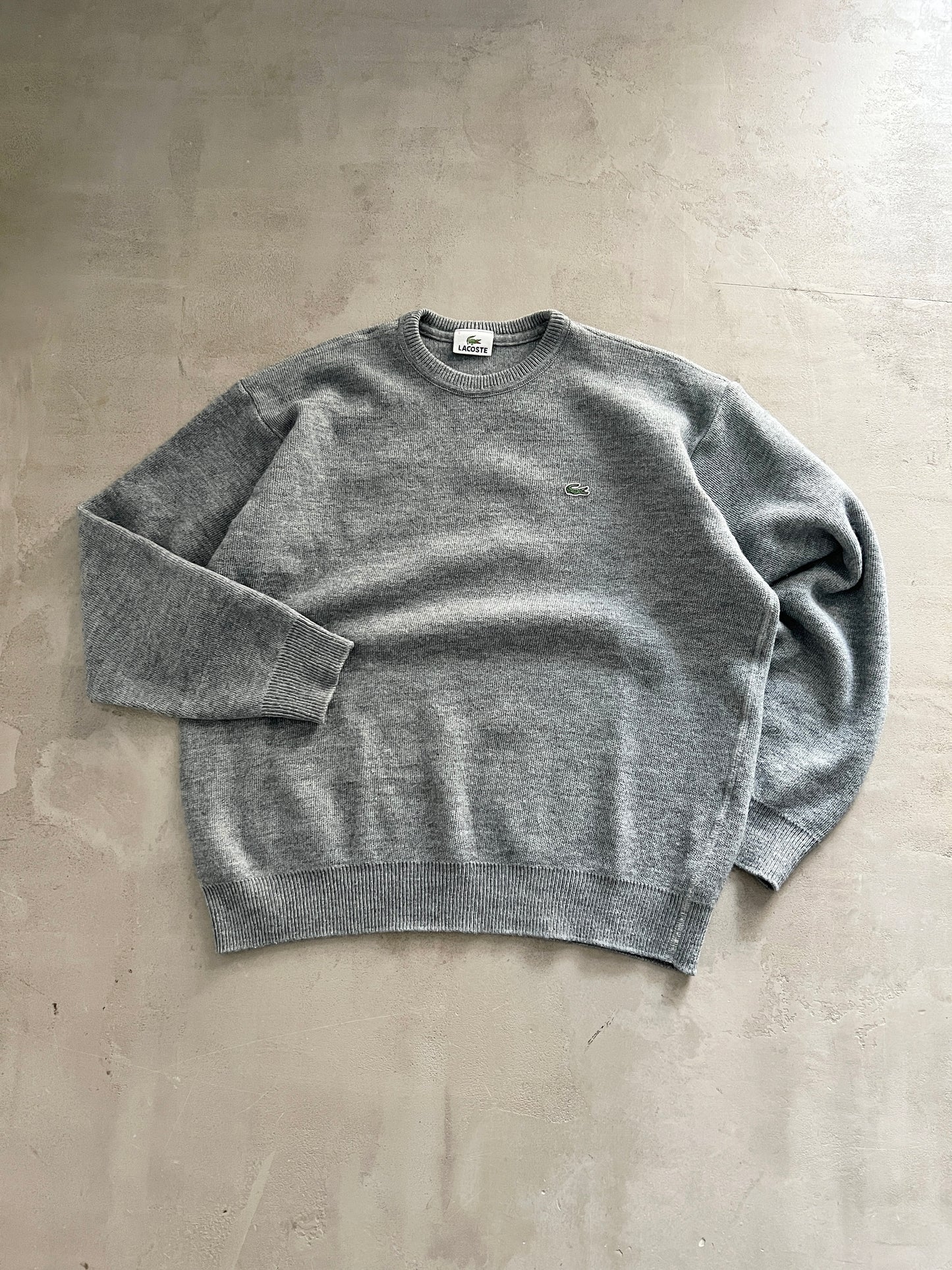 GREY LACOSTE KNIT SWEATER - 2000S - S