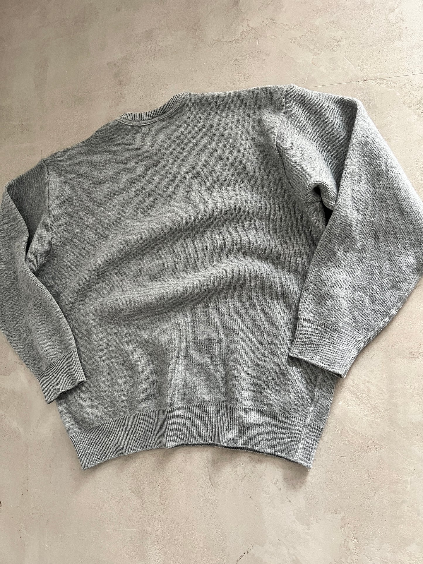 GREY LACOSTE KNIT SWEATER - 2000S - S