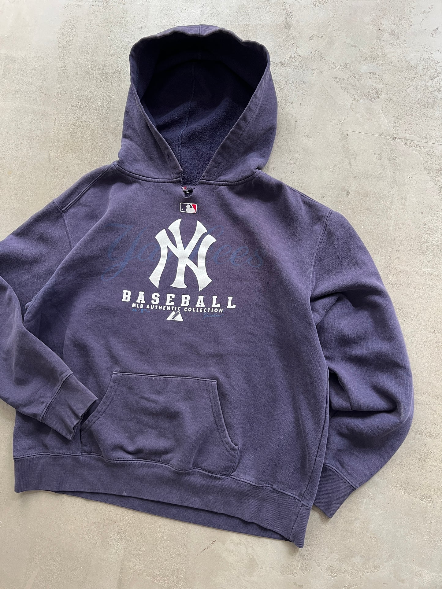 FADED NAVY/PURPLE YANKEES HOODIE - 1990S - S