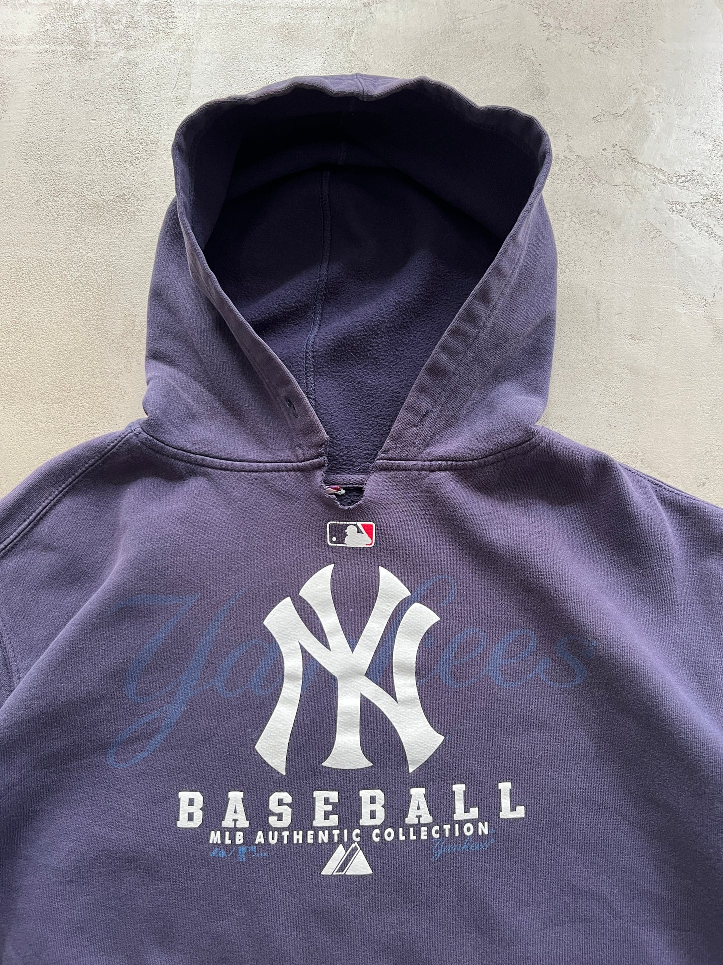 FADED NAVY/PURPLE YANKEES HOODIE - 1990S - S