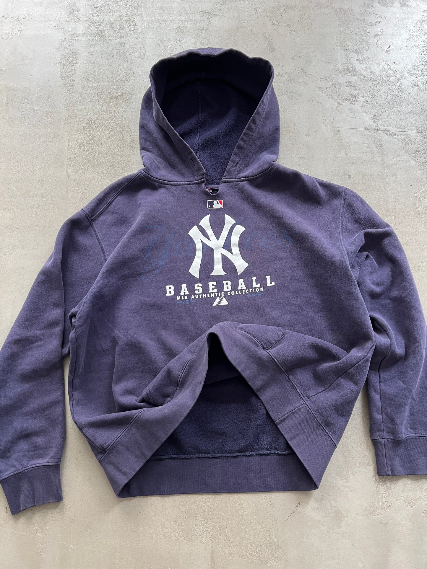 FADED NAVY/PURPLE YANKEES HOODIE - 1990S - S