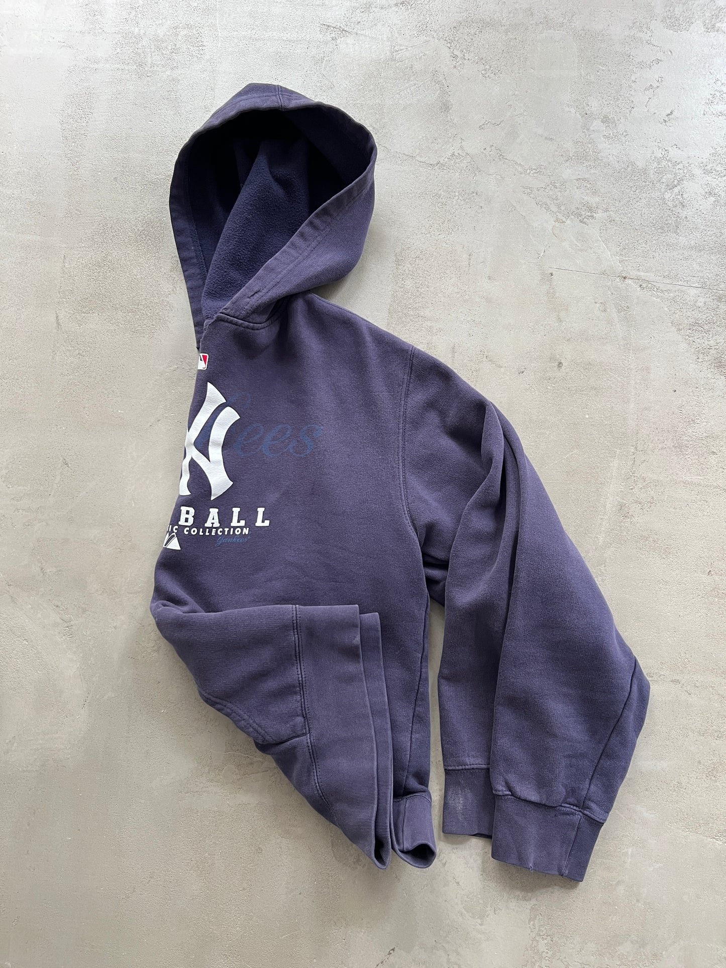 FADED NAVY/PURPLE YANKEES HOODIE - 1990S - S