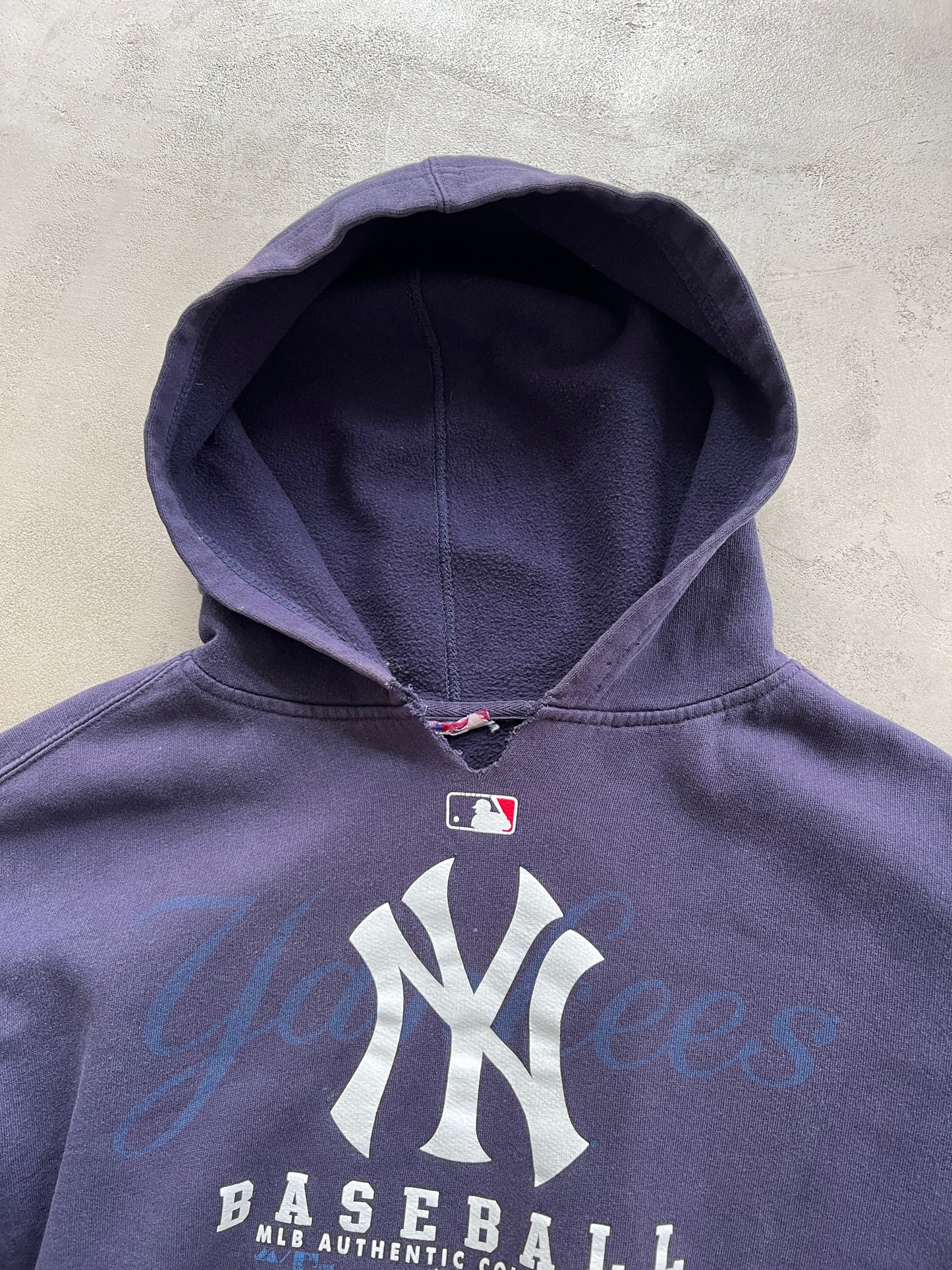 FADED NAVY/PURPLE YANKEES HOODIE - 1990S - S