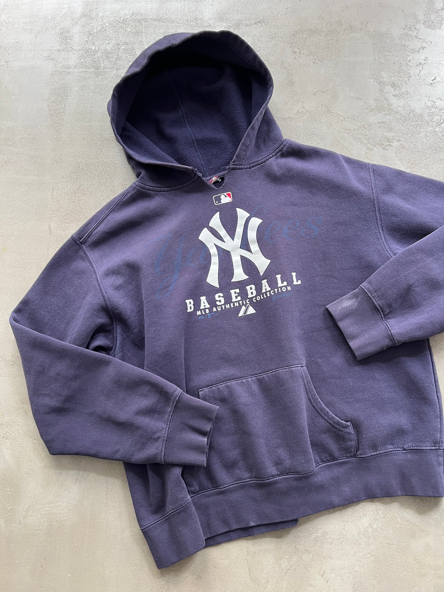 FADED NAVY/PURPLE YANKEES HOODIE - 1990S - S