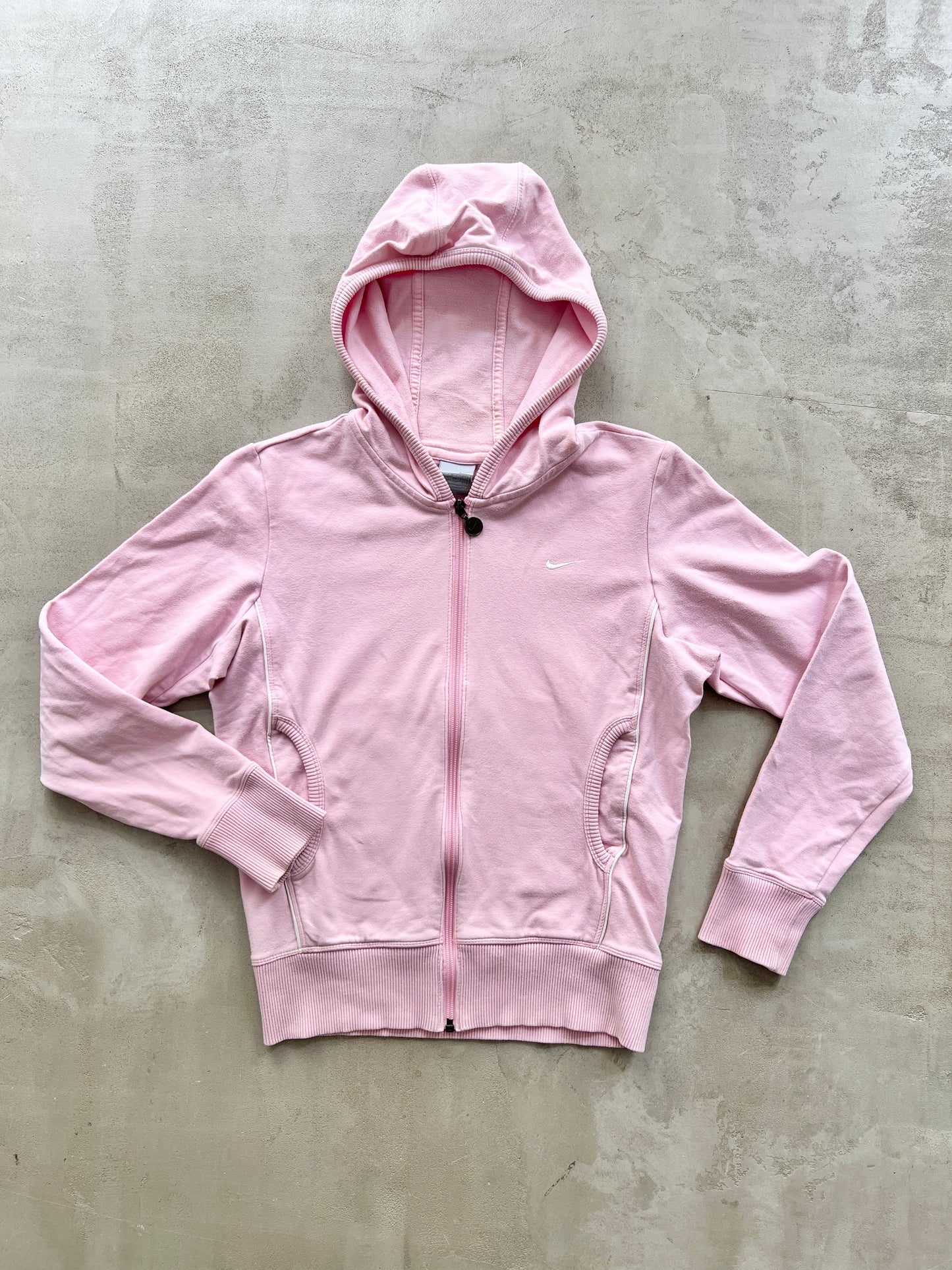 PINK NIKE ZIP UP HOODIE - 2000S - WMNS M