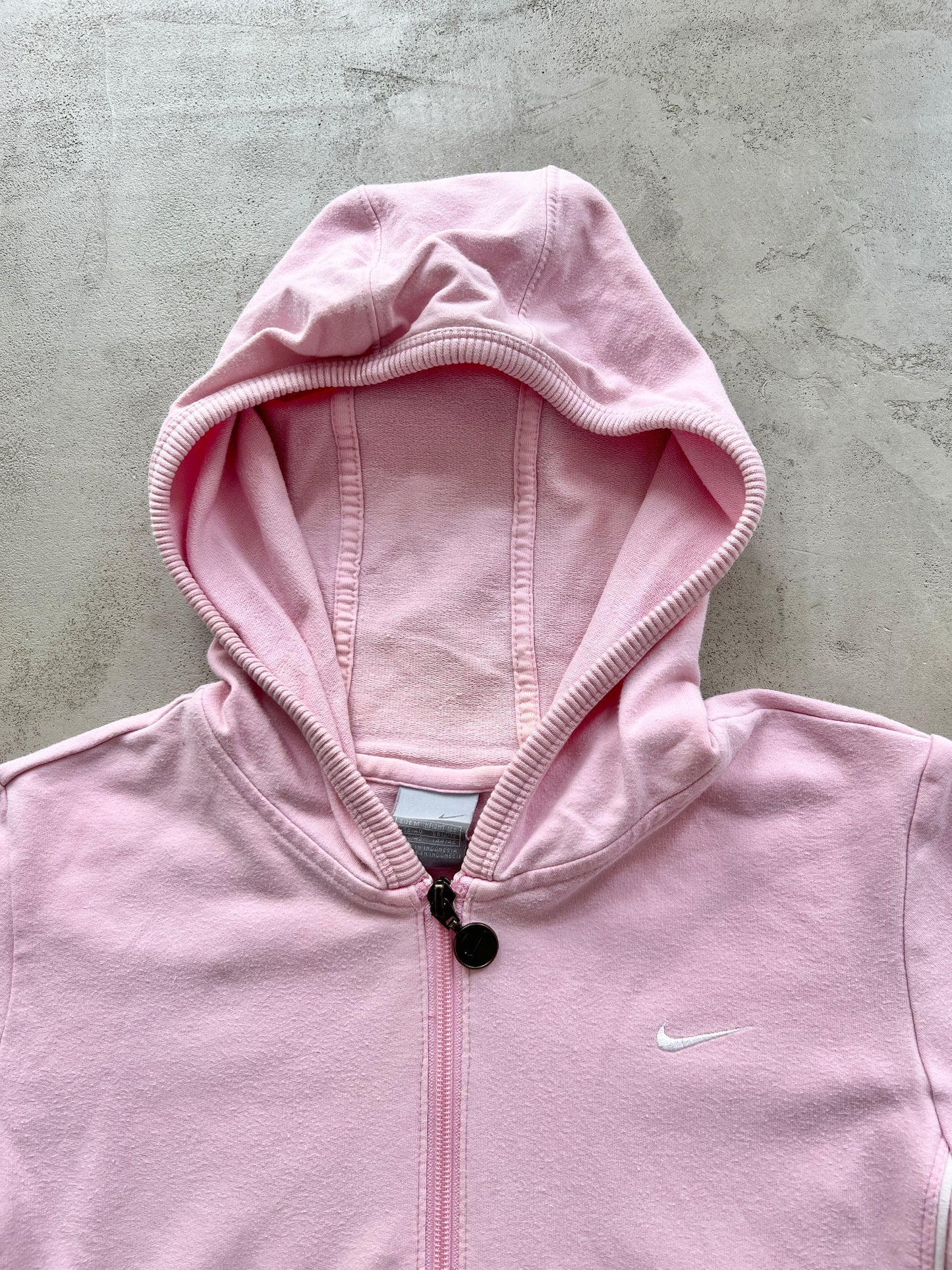 PINK NIKE ZIP UP HOODIE - 2000S - WMNS M