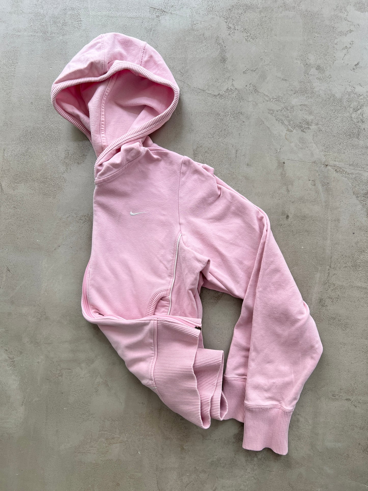 PINK NIKE ZIP UP HOODIE - 2000S - WMNS M