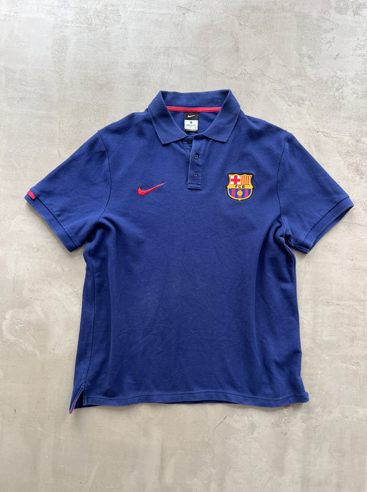 BLUE FC BARCELONA NIKE POLO - 2000S - L