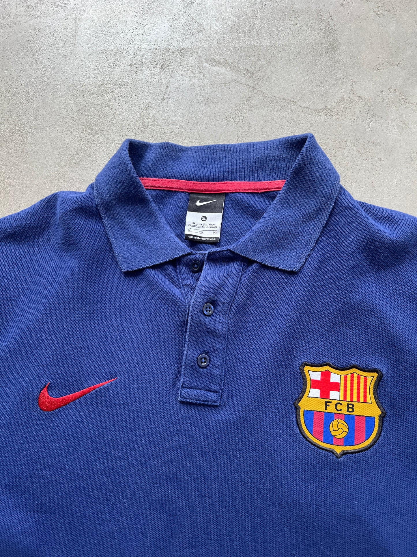 BLUE FC BARCELONA NIKE POLO - 2000S - L