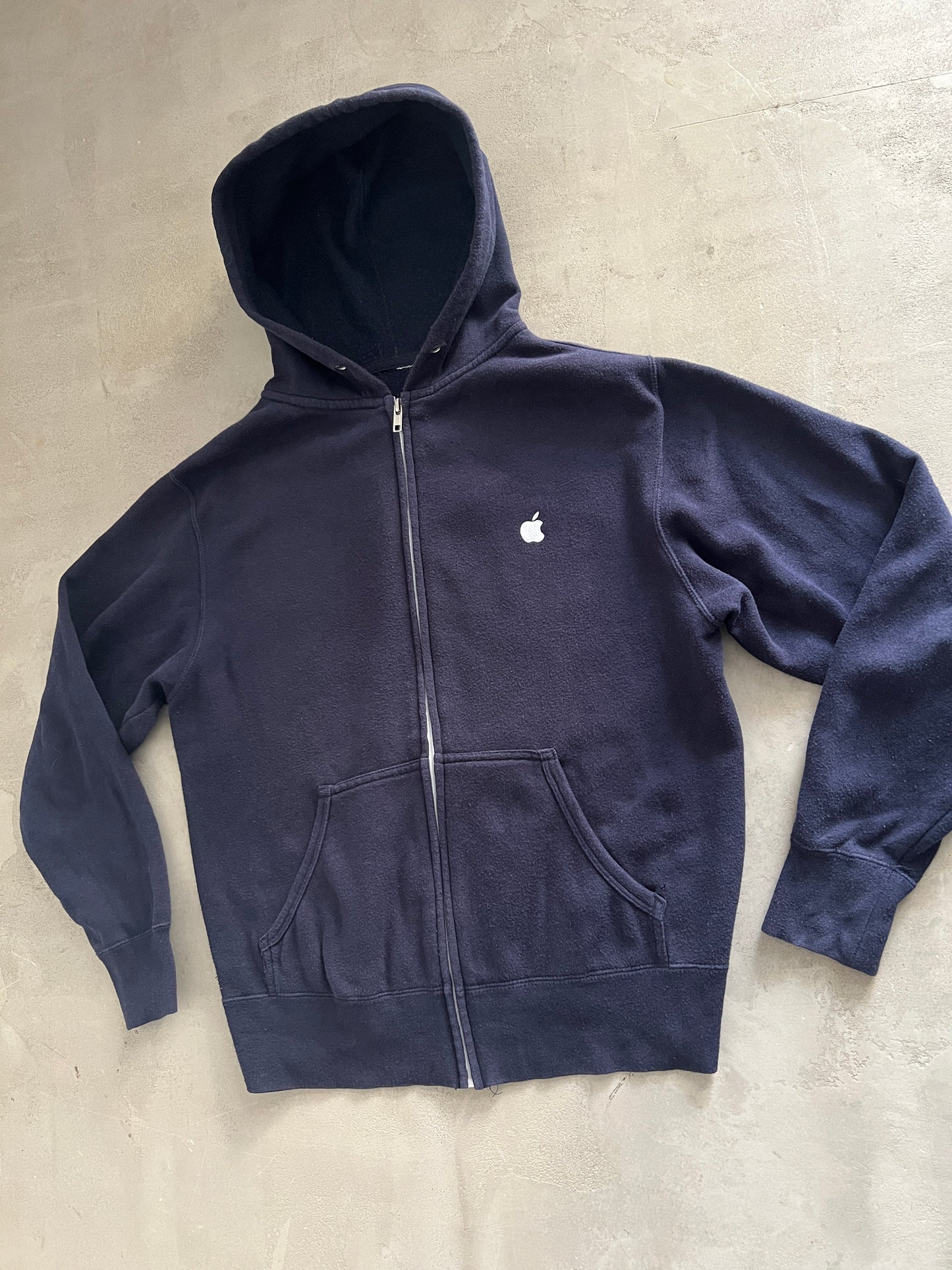 NAVY APPLE ZIP UP HOODIE - 2000S - S