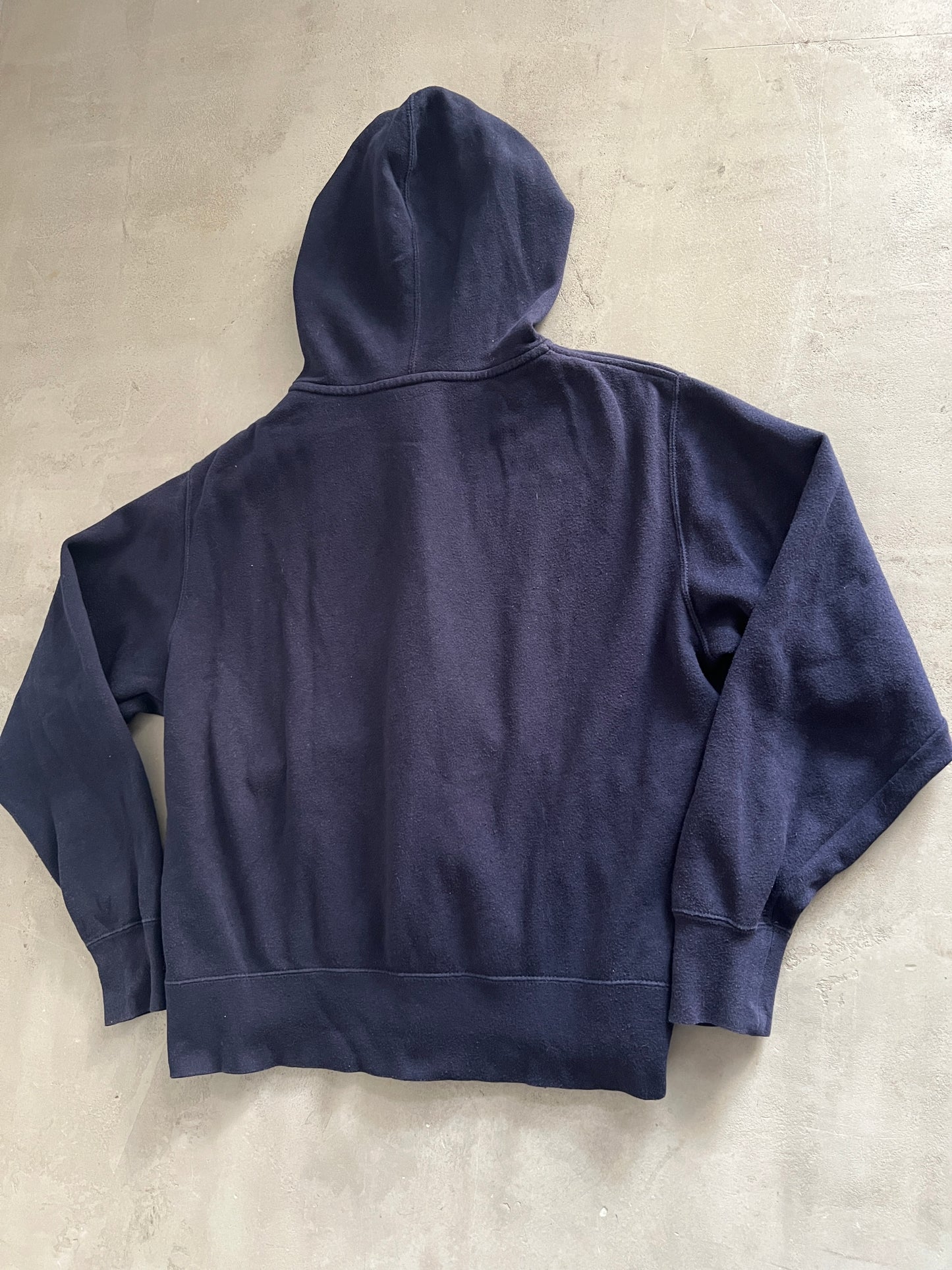 NAVY APPLE ZIP UP HOODIE - 2000S - S