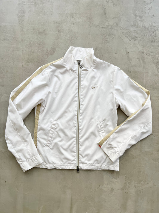 WHITE/BEIGE NIKE TRACK JACKET - 2000S - WMNS S