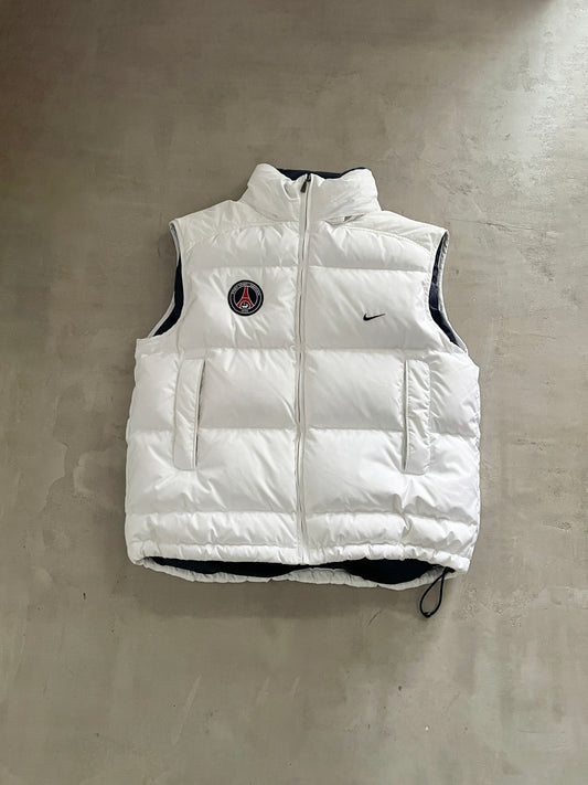 WHITE PSG NIKE PUFFER VEST - 2000S - L