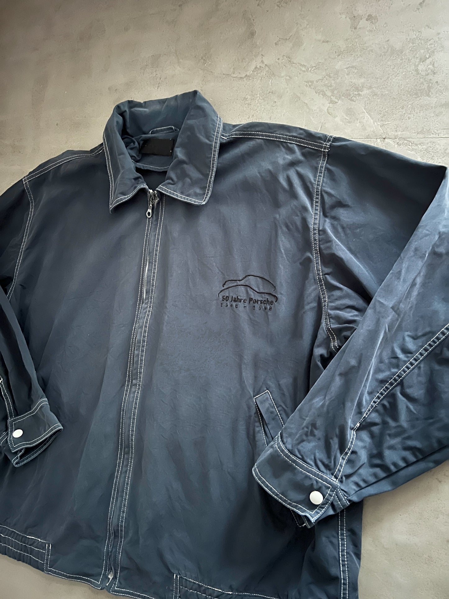 NAVY PORSCHE JACKET - 1990S - XL/L