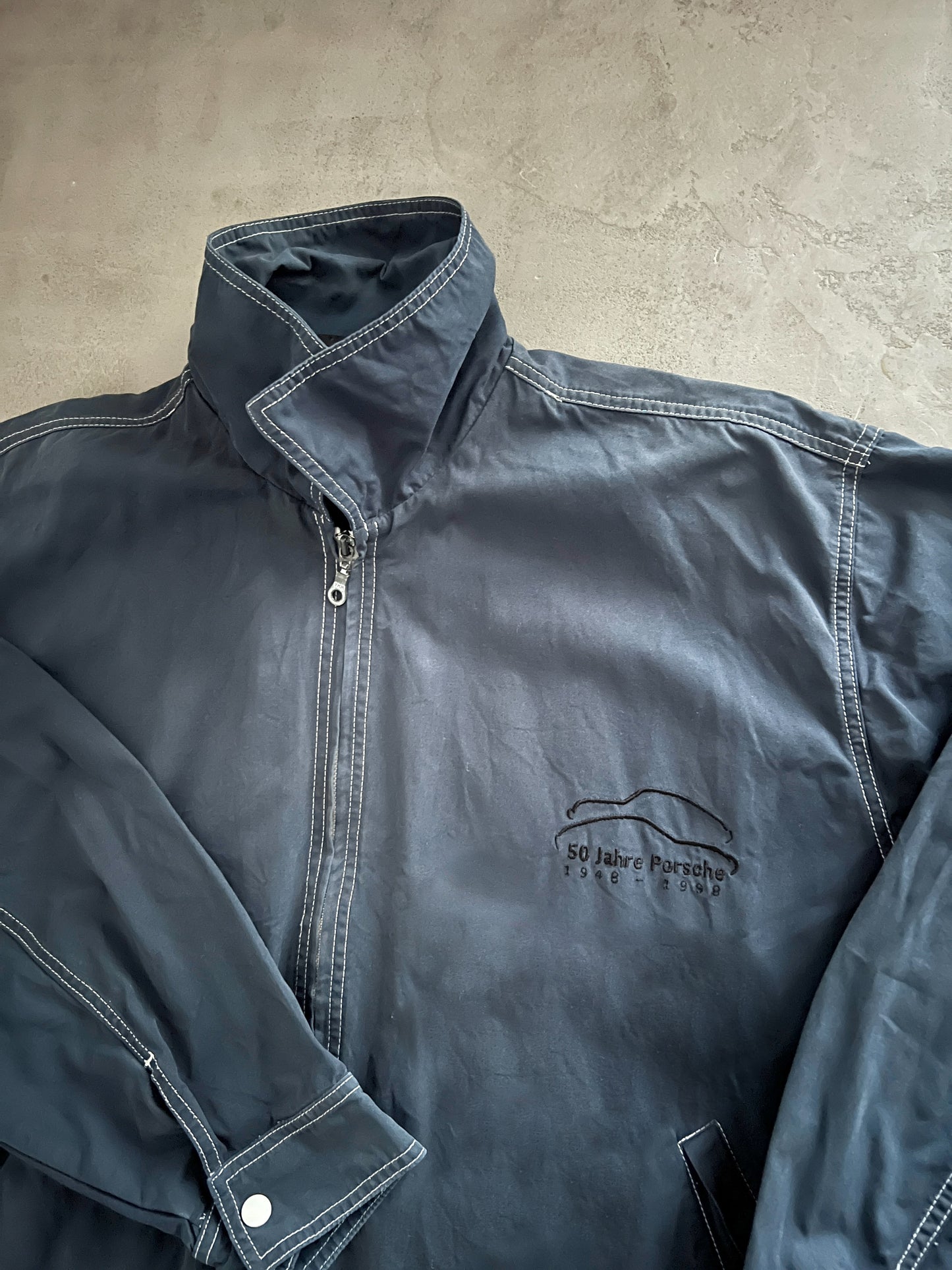 NAVY PORSCHE JACKET - 1990S - XL/L