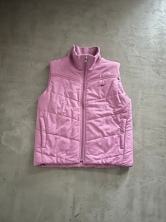 PINK NIKE PUFFER VEST - 2000S - WOMENS M/S