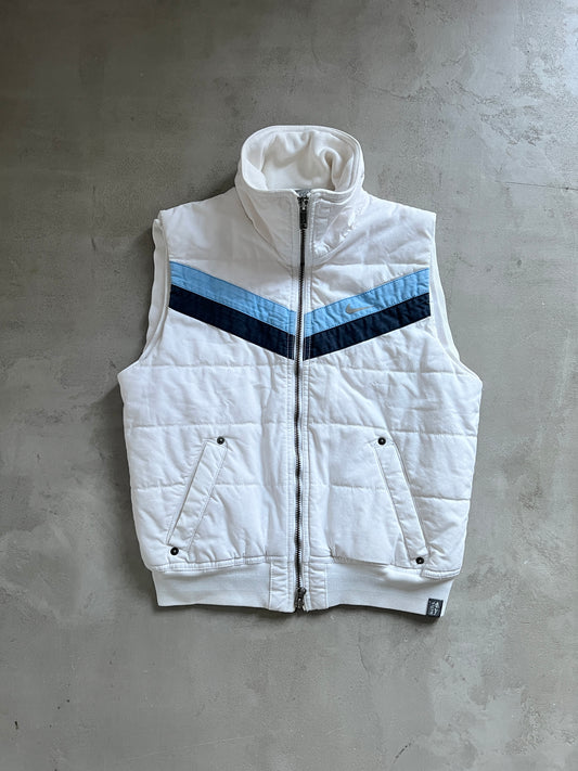 WHITE/BLUE NIKE VEST - 2000S - WOMENS S