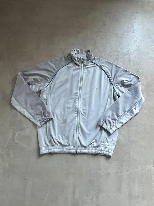 GREY/BLUE NIKE TRACK JACKET - 2000S - L