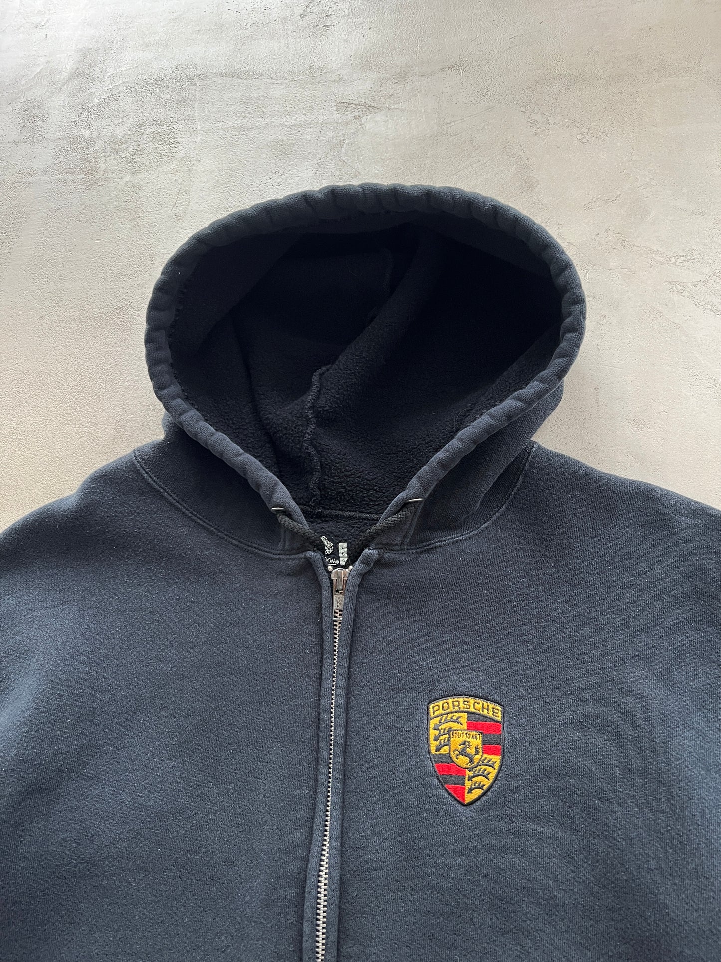 BLACK PORSCHE HOODIE - 1990S - L