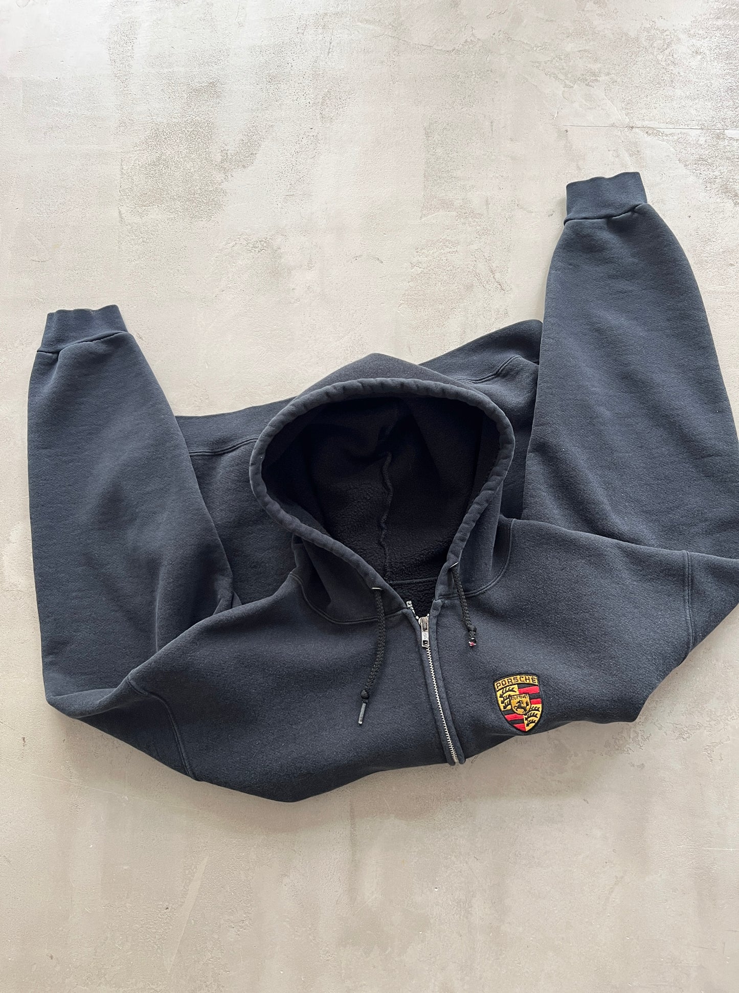 BLACK PORSCHE HOODIE - 1990S - L