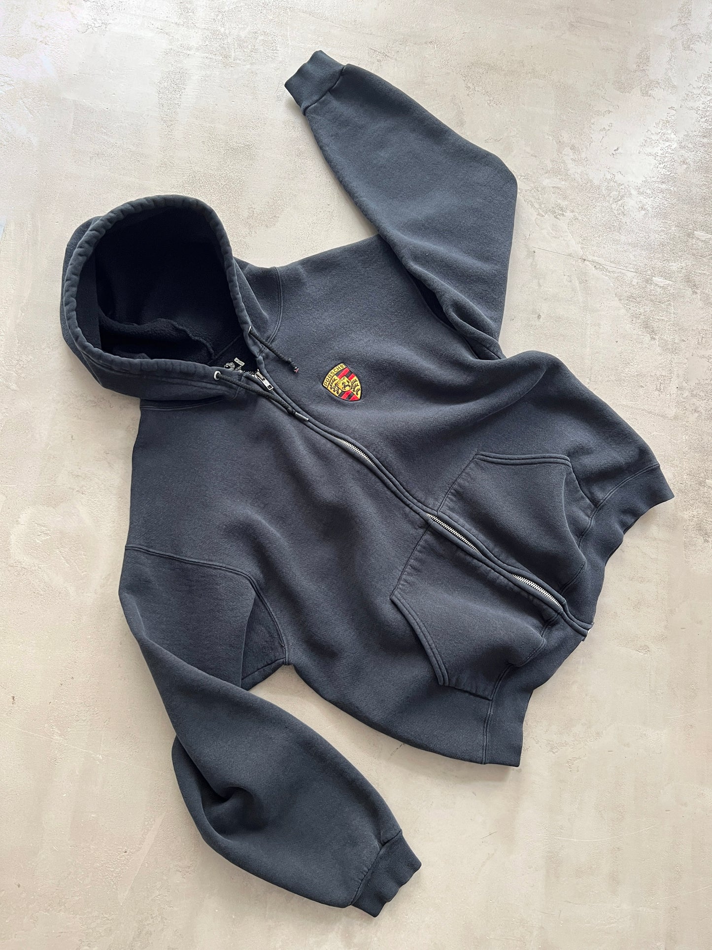 BLACK PORSCHE HOODIE - 1990S - L