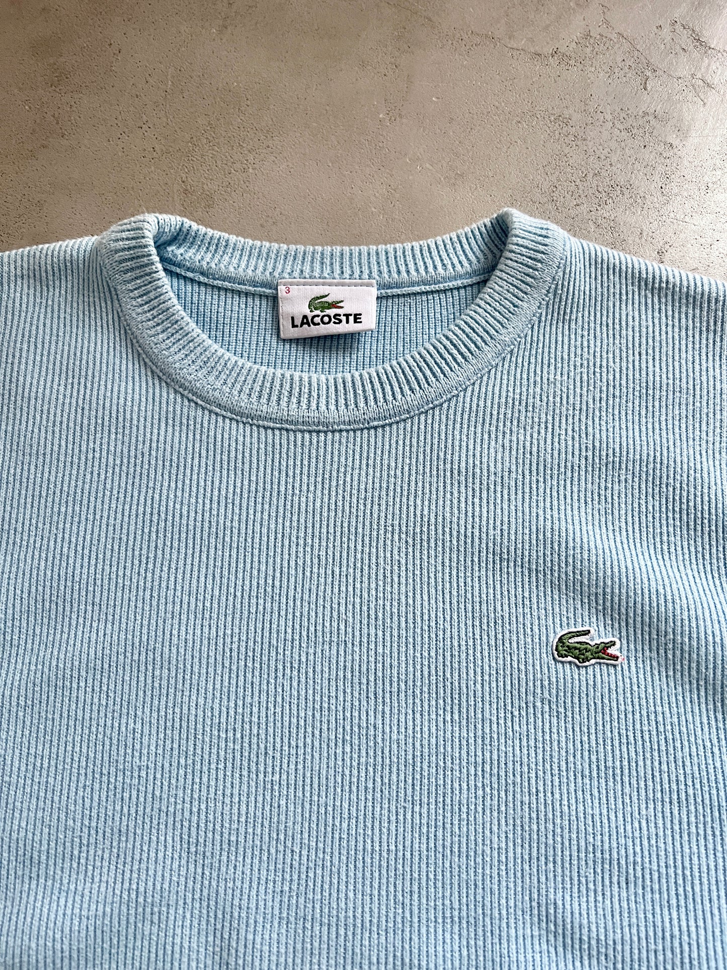 BABY BLUE LACOSTE KNIT SWEATER - 2000S - M