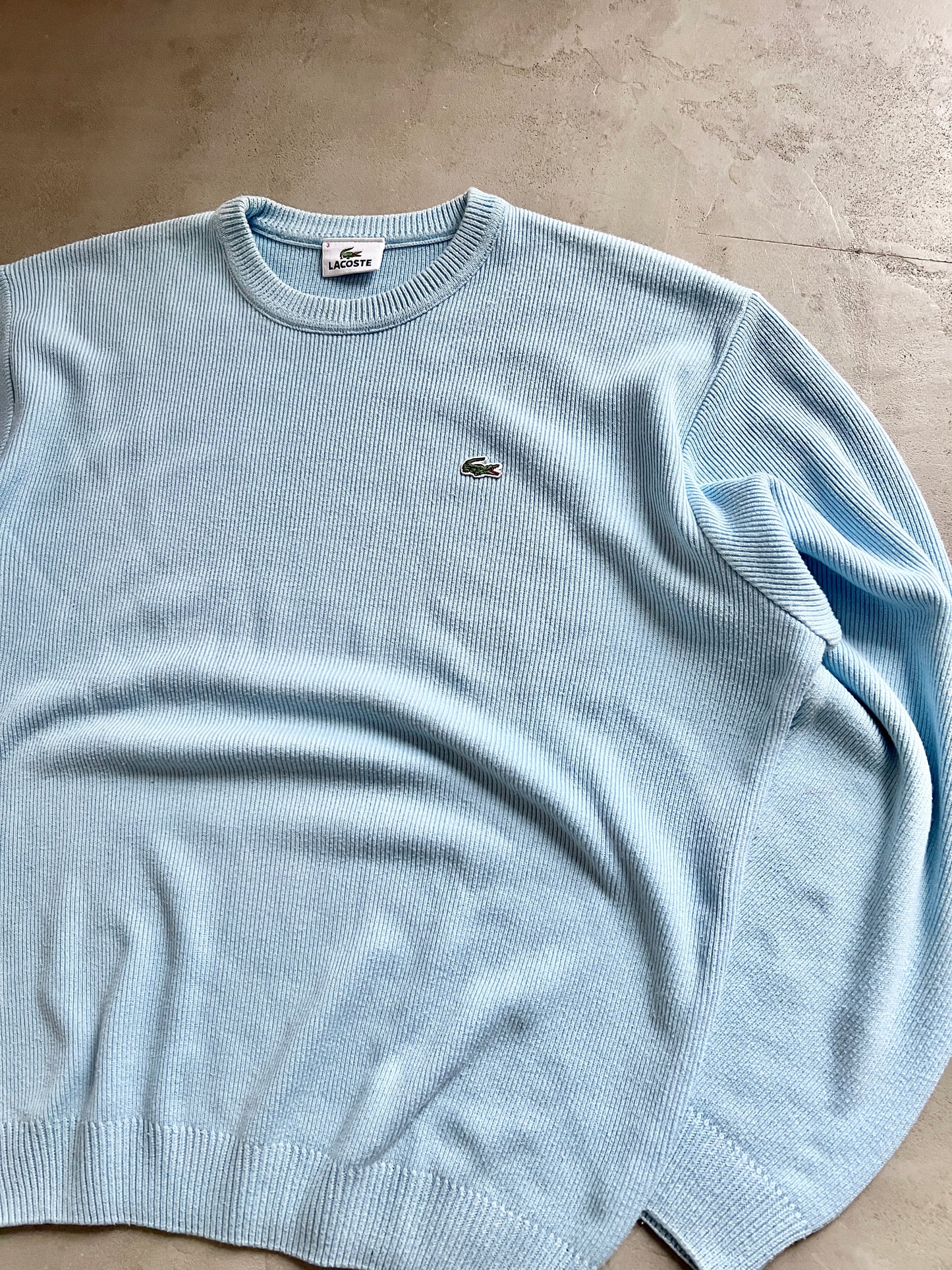 BABY BLUE LACOSTE KNIT SWEATER - 2000S - M