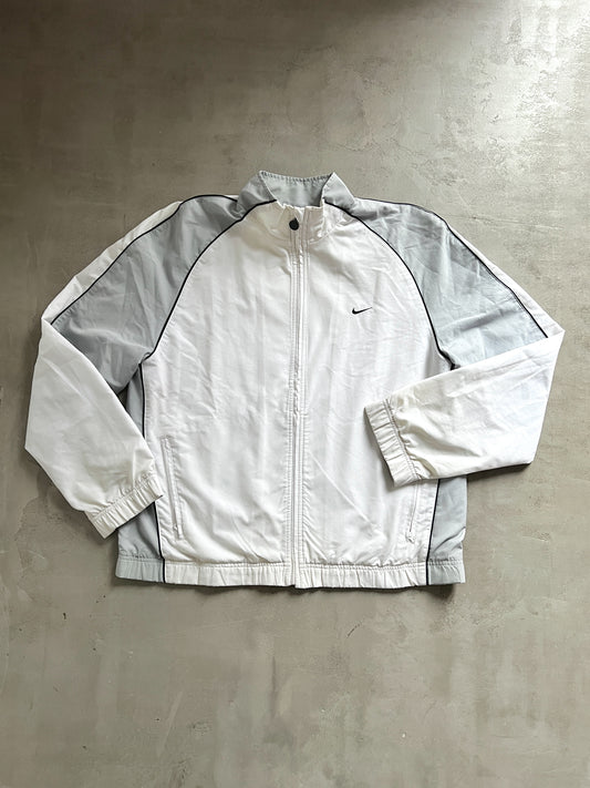 WHITE/GREY NIKE TRACK JACKET - 2000S - L