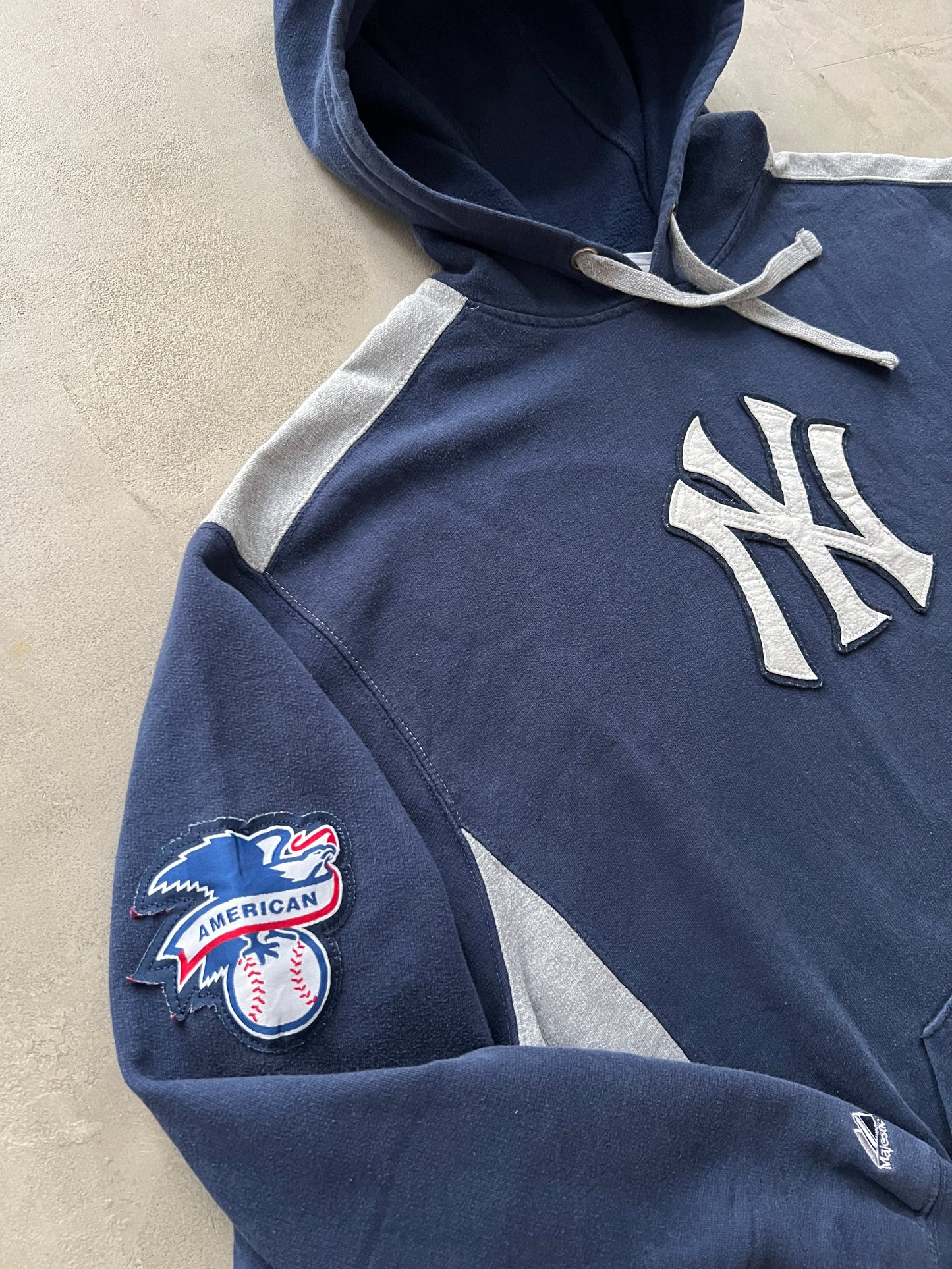 NAVY YANKEES HOODIE - 1990S - XXL