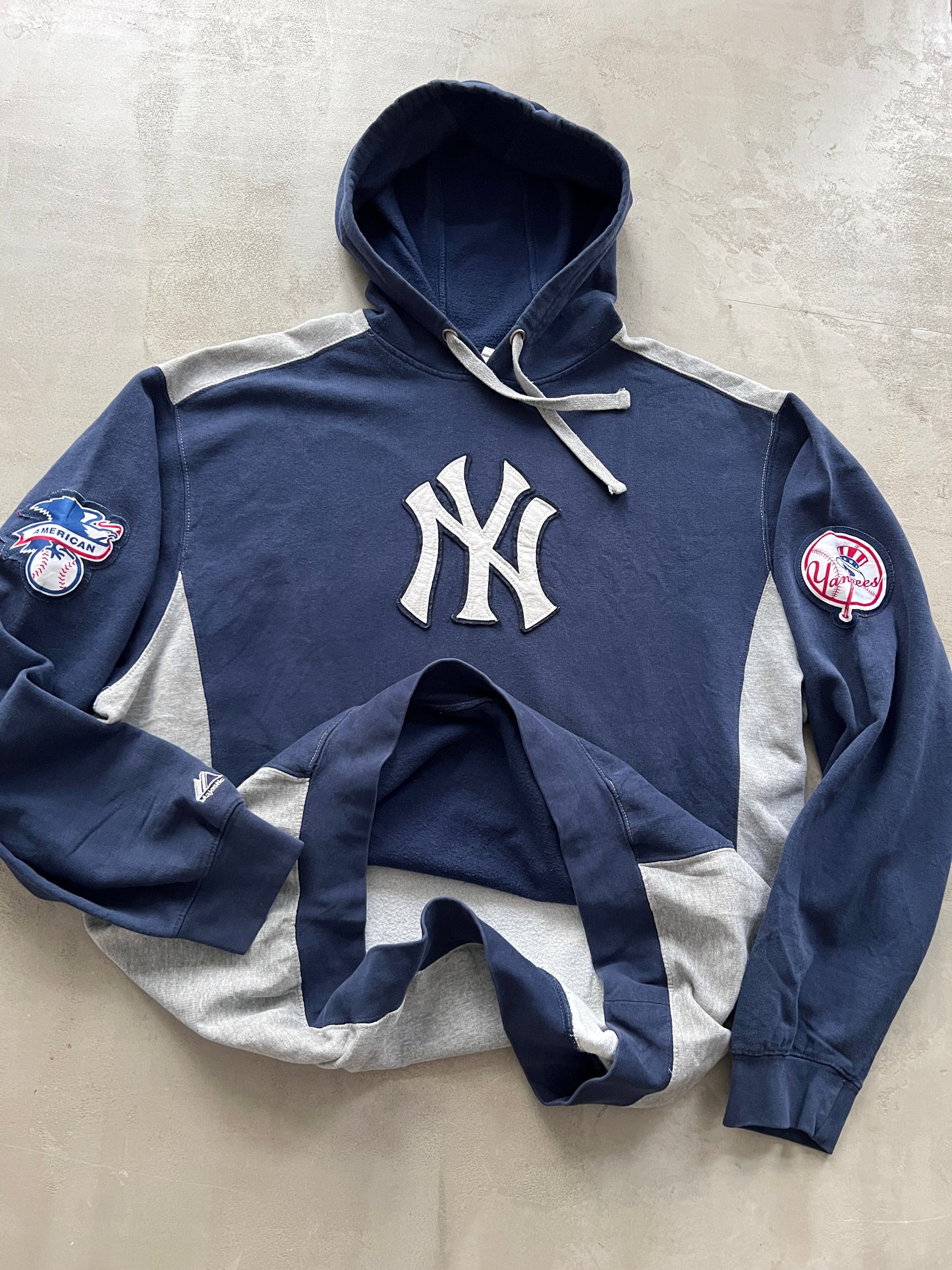 NAVY YANKEES HOODIE - 1990S - XXL