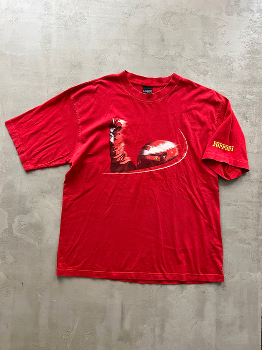 RED FERRARI RACING TEE - 1990S - XL/L