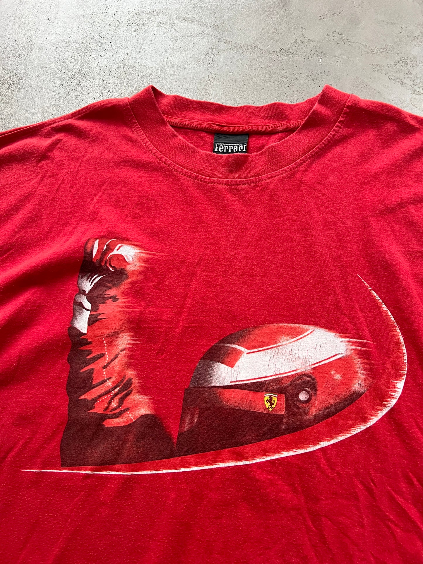 RED FERRARI RACING TEE - 1990S - XL/L