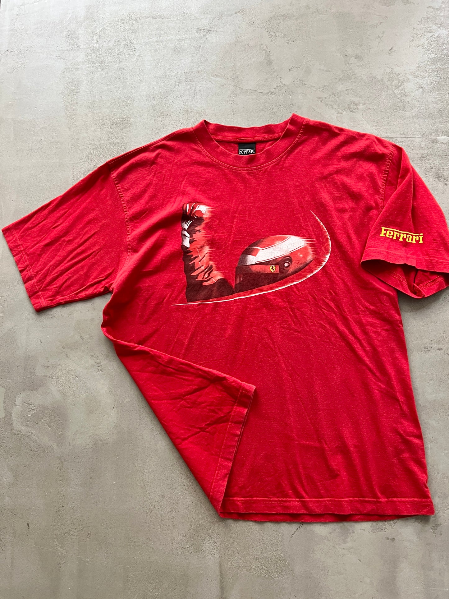 RED FERRARI RACING TEE - 1990S - XL/L