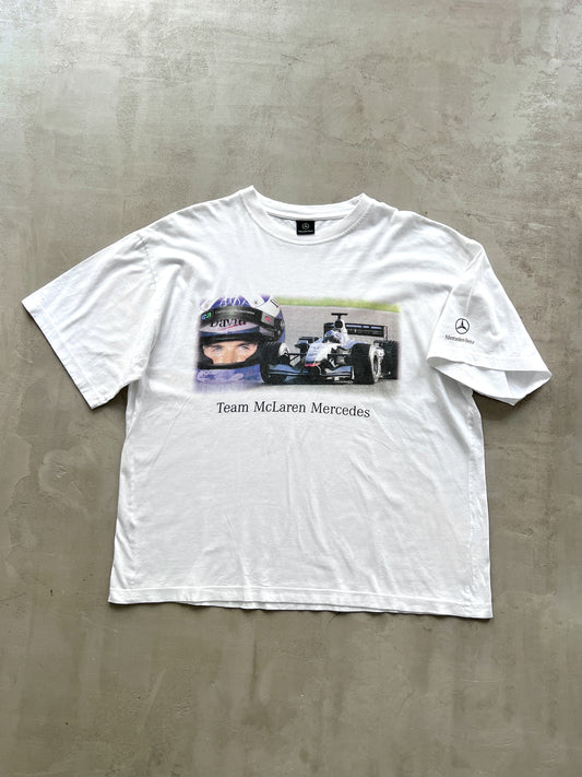 WHITE MERCEDES BENZ X MCLAREN RACING TEE - 1990S - L/XL