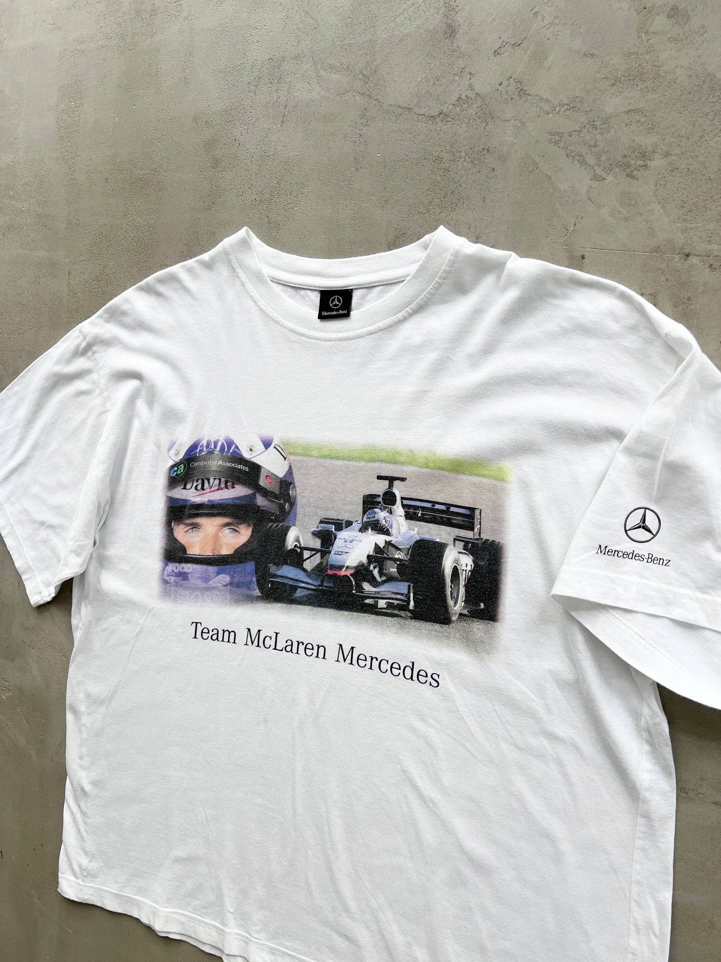 WHITE MERCEDES BENZ X MCLAREN RACING TEE - 1990S - L/XL