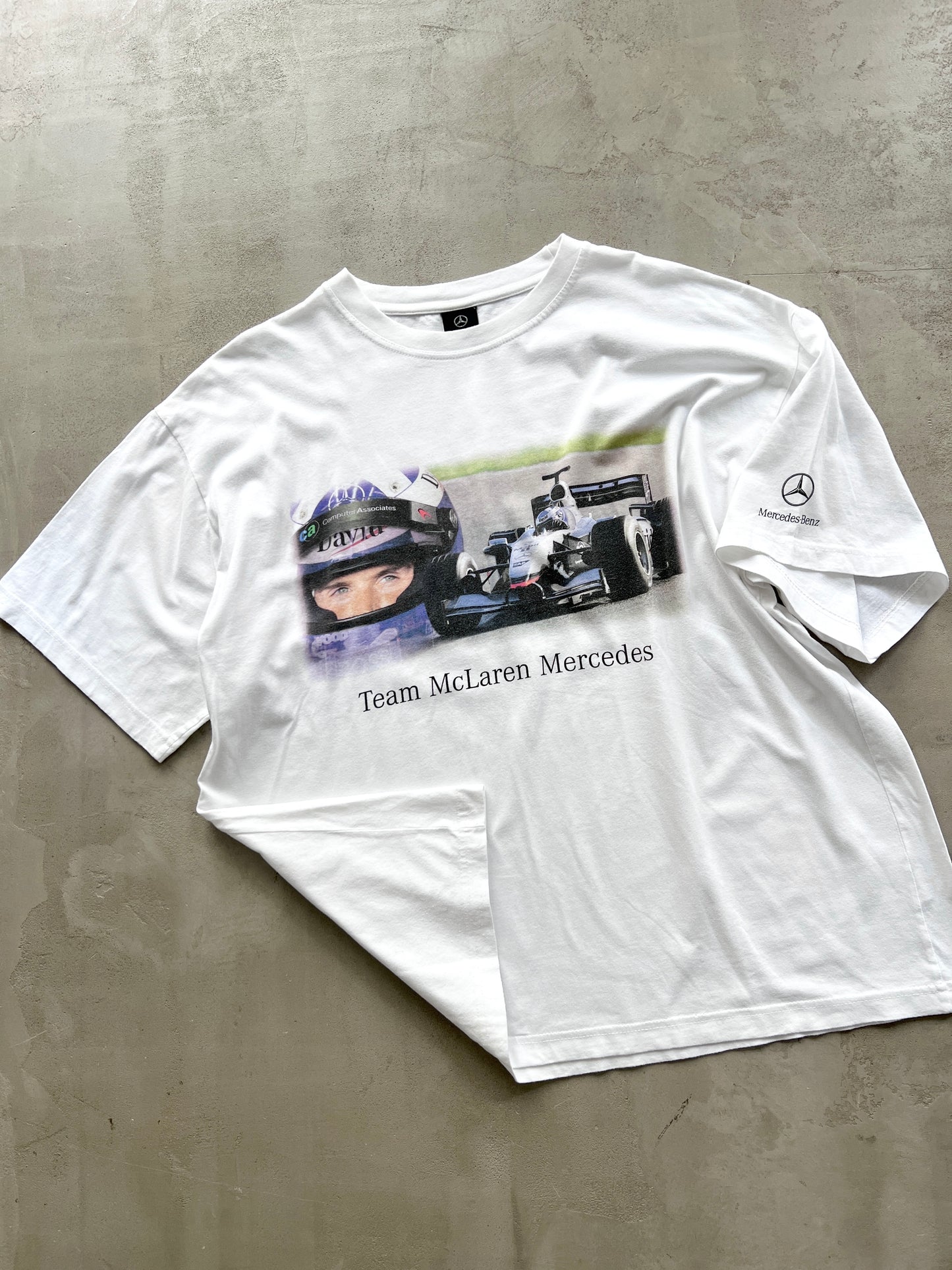 WHITE MERCEDES BENZ X MCLAREN RACING TEE - 1990S - L/XL