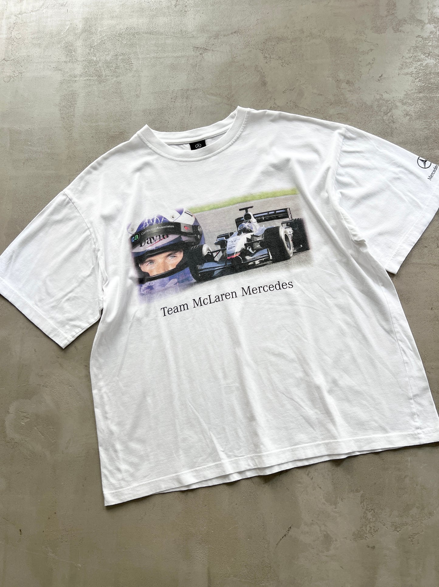 WHITE MERCEDES BENZ X MCLAREN RACING TEE - 1990S - L/XL