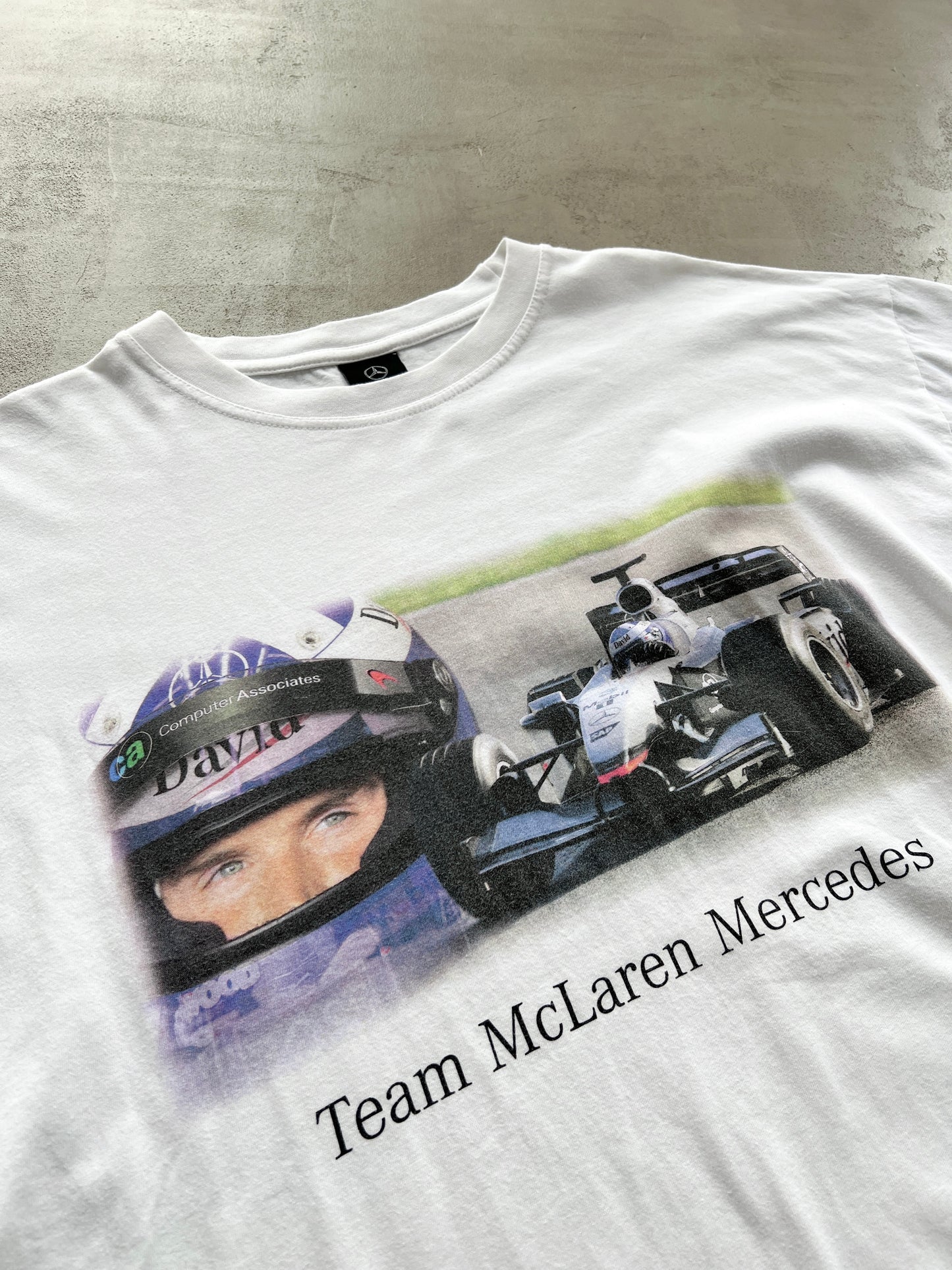 WHITE MERCEDES BENZ X MCLAREN RACING TEE - 1990S - L/XL